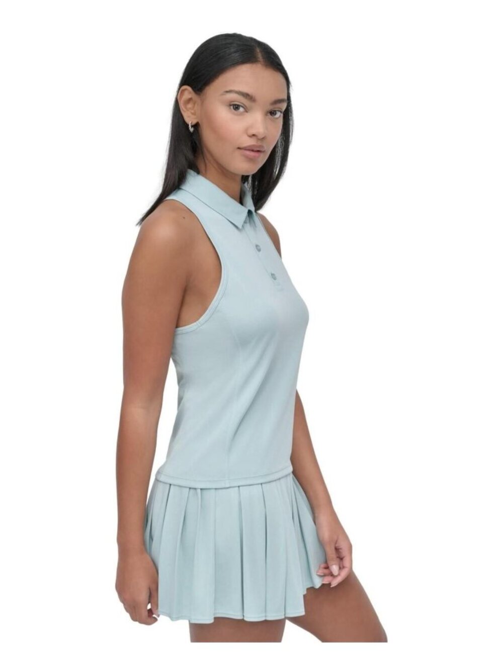 Dkny Sport Women's Court Racerback Polo Tank Top - Mineral M - Picture 3 of 5